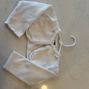 Janie and Jack White Knit Bolero with Pink Rose Embroidery